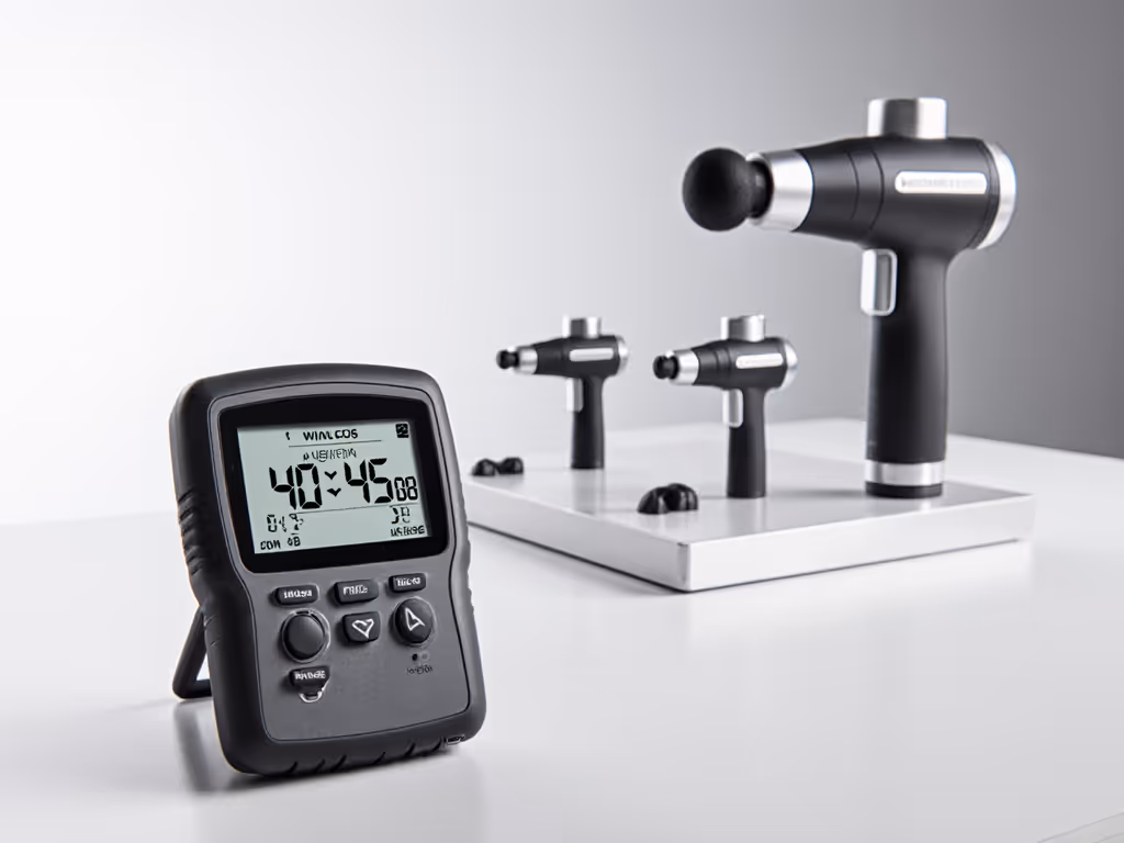 professional_noise_testing_rig_with_sound_meter_and_massage_gun